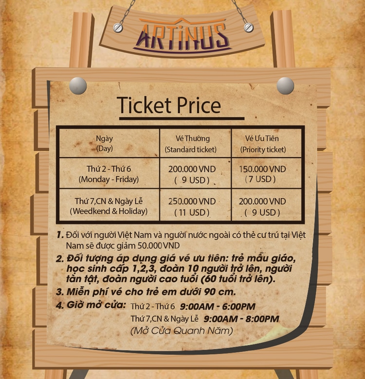 opening hours and ticket price vietnam photos - artinus 3d art museum