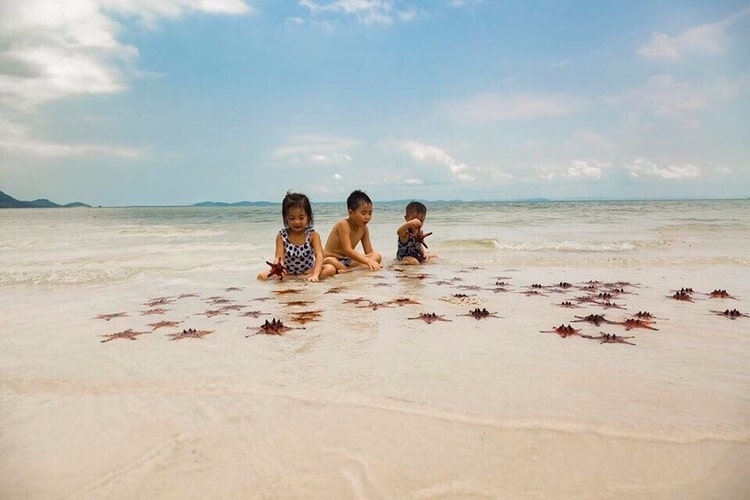 play with starfish rach vem fishing village in phu quoc