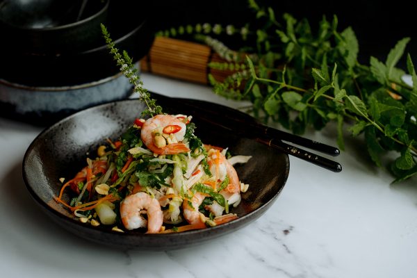 Hot chicken and prawn salad recipe