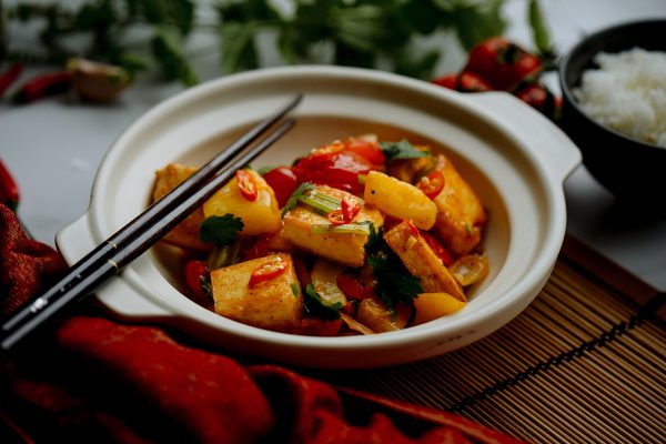 Sweet and sour tofu with pineapple